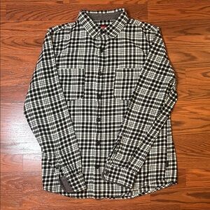 Men's Quicksilver Black and Mint Checkered Flannel Button-Down Shirt